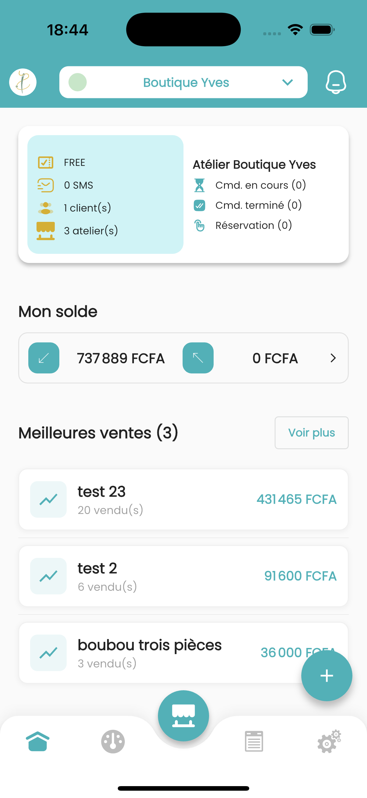 Ecran d'accueil Ateliya